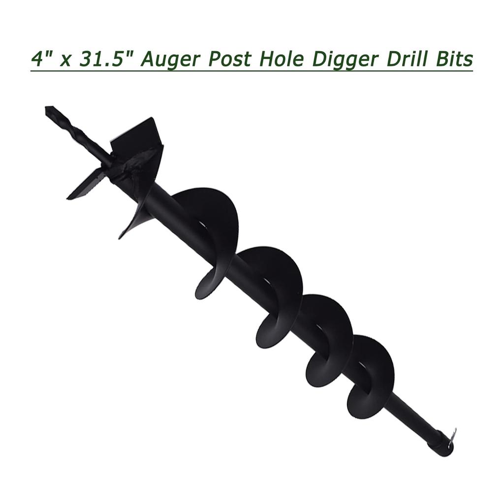 4 Inch Earth Auger Drill Bits for Planting, 4 X 31.5 Gasoline Engine Auger Post Hole Digger Drill Bits, Bulb Planter Tool with 3/4 Shaft