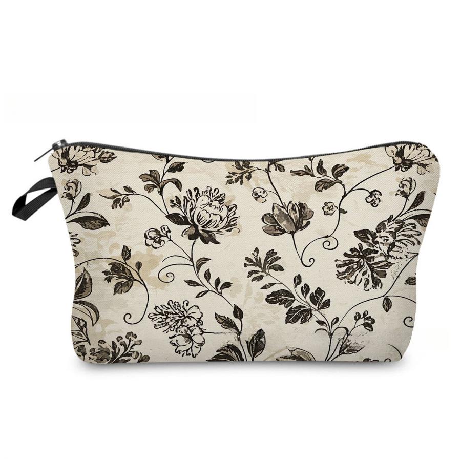 Damen Blume Muster Kosmetiktasche Toilettenartikel Organizer Reise Aufbewahrungskoffer 6971 KTB