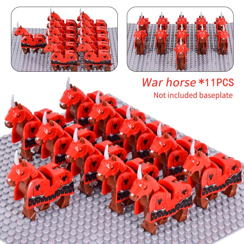 Středověké vojenské sady Figury kavalérie Válečný kůň Zvířata Stavební kostky Díly Rytířské zbraně Příslušenství Hračky pro děti dárky
