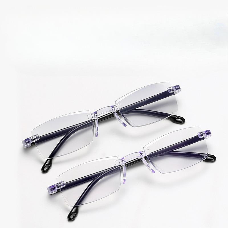Ultra Light Rimless Diamond Edge Trimming Anti Blue Light Reading Glasses Men Women Radiation-resistant Presbyopia Eyeglasses