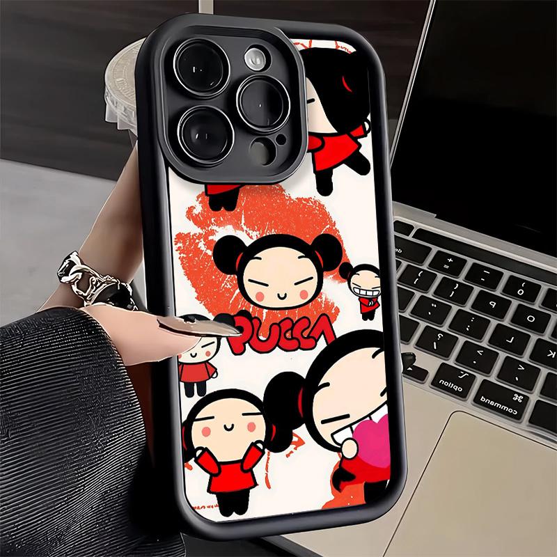 Phone Case for iPhone 17 Air 16E 15 16 Pro Max Cartoon Cute Pucca Garu Cover 14 Plus 13 12 Mini Soft Shell Silicone Fundas