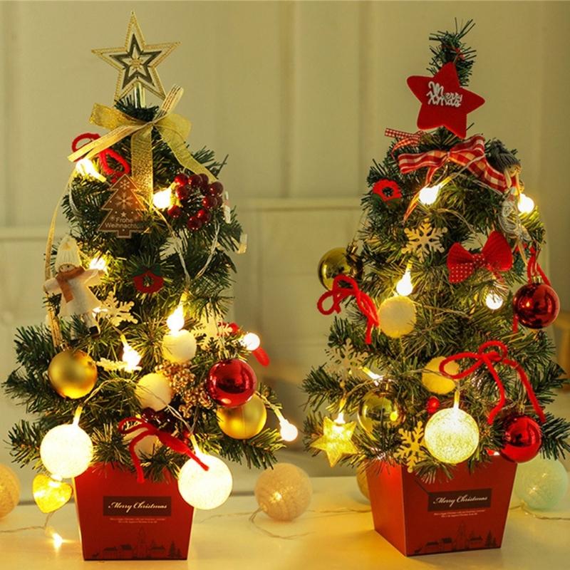 1Pcs Tabletop Christmas Tree with Bright LED Lights Home Decoration Accessories Stylish Holiday Present for Men Women