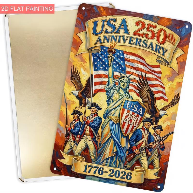Tin Sign USA th Anniversary Vintage Metal Wall Plaque  Patriotic Statue of Liberty Eagle Retro Tin Sign for Home Bar