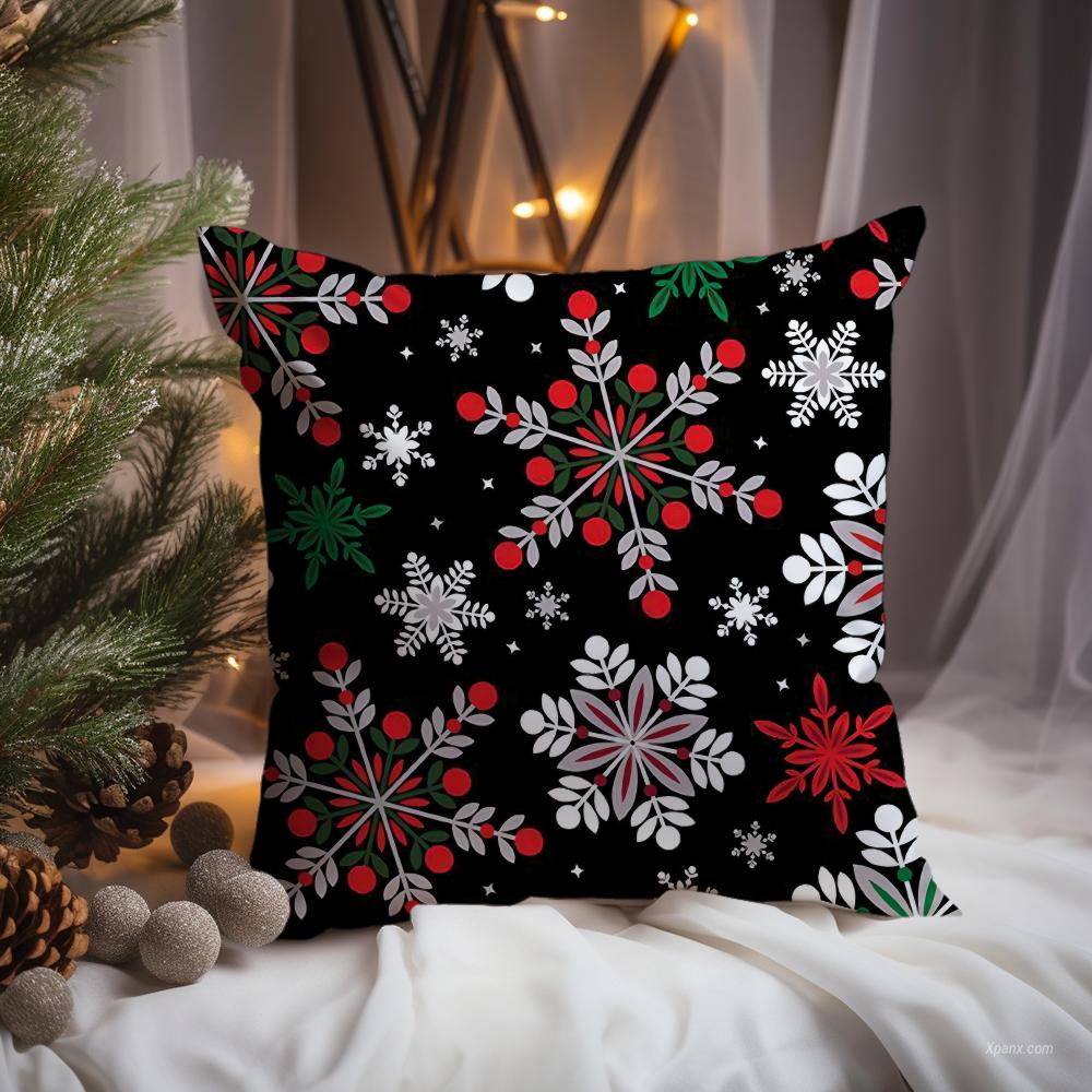 

Christmas tree bells snowman Cushion Cover Premium Comfort Reversible Pillow Cove -Two in One Design for Any Room & Car Interior 12x12Inch