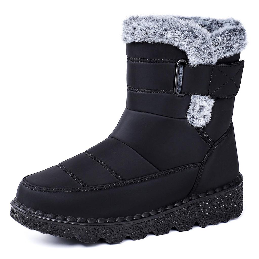 Damen Baumwollstiefel mit Fleecefutter zur Höhenvergrößerung - Dicksohlige Übergröße Winterstiefel aus Polyurethan