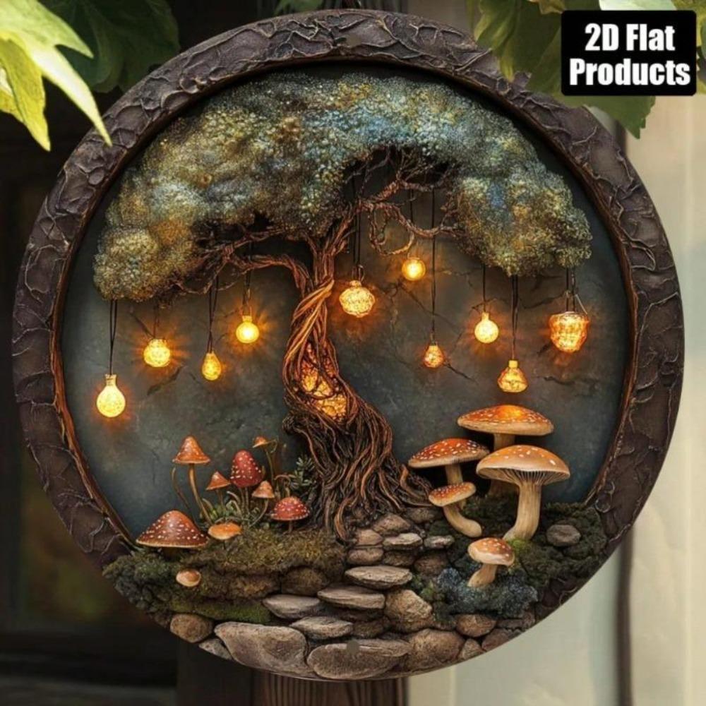 Vintage Mushroom Metal Sign Fantasy Forest Decor Gift