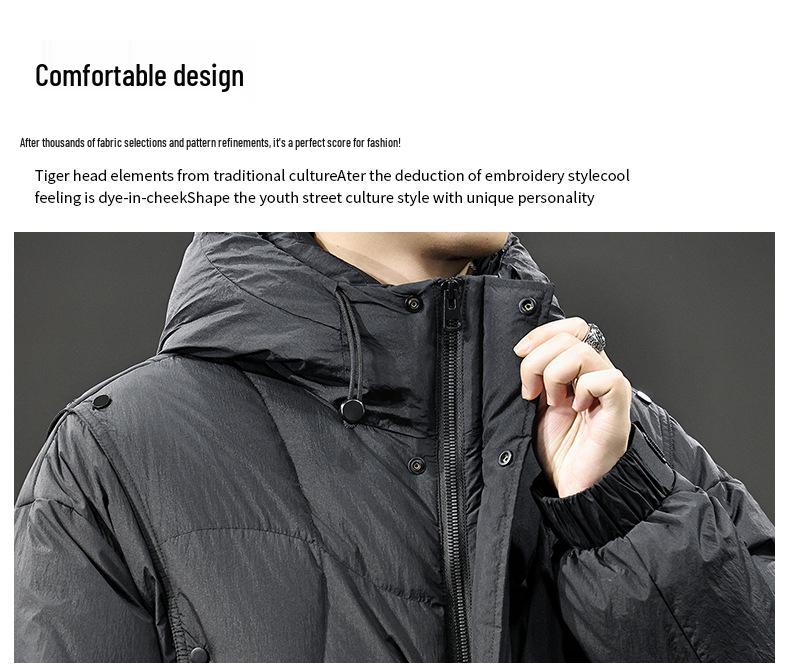 2025 Herren Trendige Weiße Entendaunen Winter Kapuzen Pufferjacke - Lockerer Schnitt, Übergröße