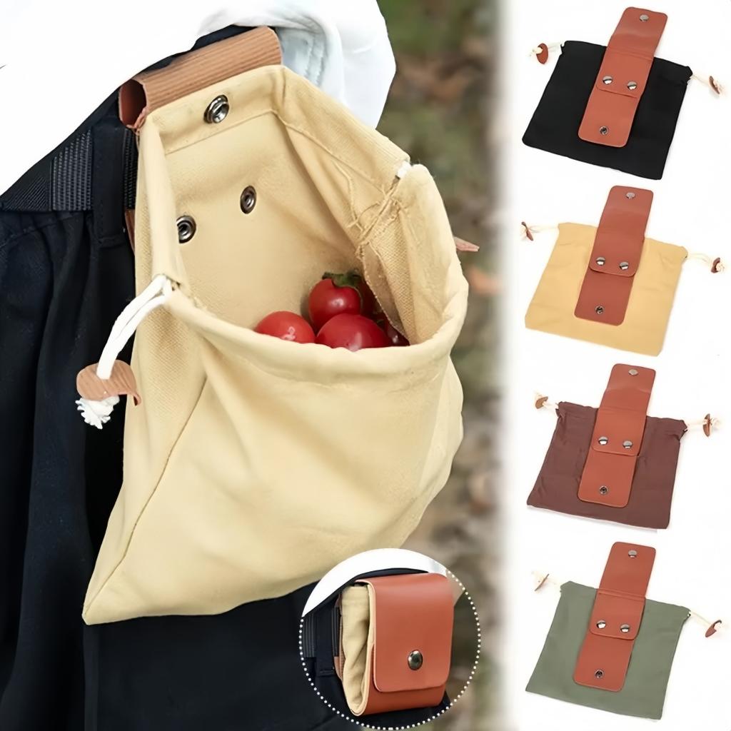 1pc Outdoor Foraging Bag Fruit Picking Bag Waist Hanging Tool Waist Bag Bundle Bag Folding Canvas Tool Storage Bag