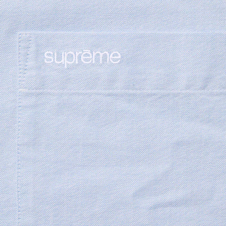 Supreme Losse Pasvorm Oxford Korte Mouw Shirt Lichtblauw
