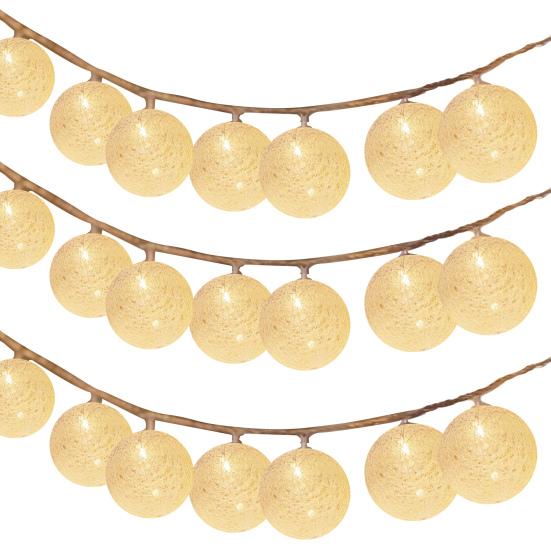 Cotton Ball String Light Waterproof Battery Powered 10/20/40 LEDs Christmas Wedding Halloween Holiday Party Decorative Fairy Lamp
