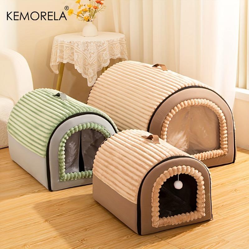 Winter Enclosed Pet Bed Thickened Portable Dog House & Cat Tent with Washable Bedding Needed Bed for Small Medium Large Dogs
