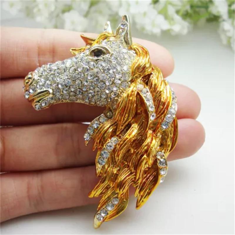 Vintage Women Girls Heavy Industry Crystal Animal Brooch Pin Fashion Luxury Shiny Boutique Rhinestone Badges Corsages For Lady