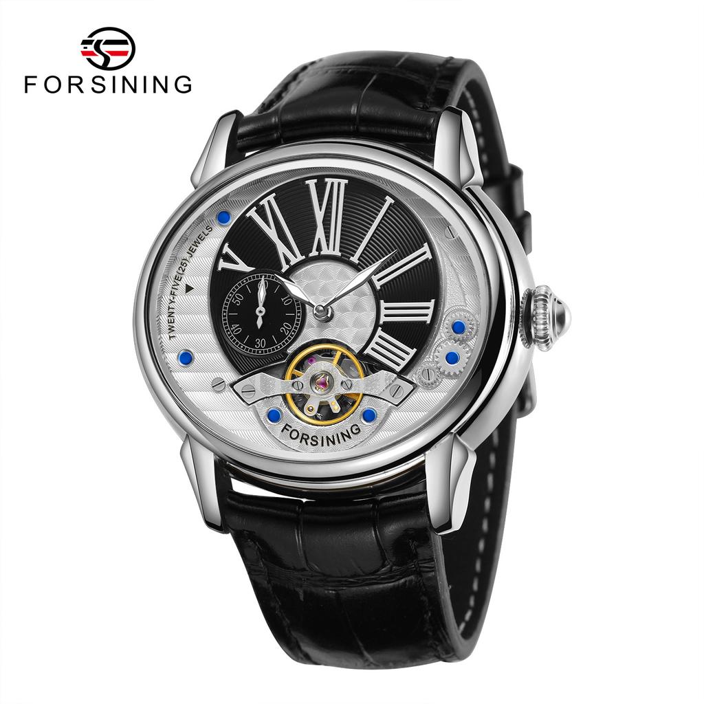 Forsining New Top Men's Watch Fashion Hollow Creative Dial Flywheel Automatic Mechanical Watch