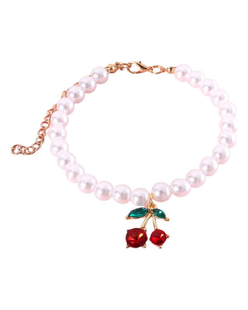 Przyciągający wzrok, wykwintny wisiorek dla kota, psa, wiśni, sztuczna obroża z perłami. Artykuły dla zwierząt