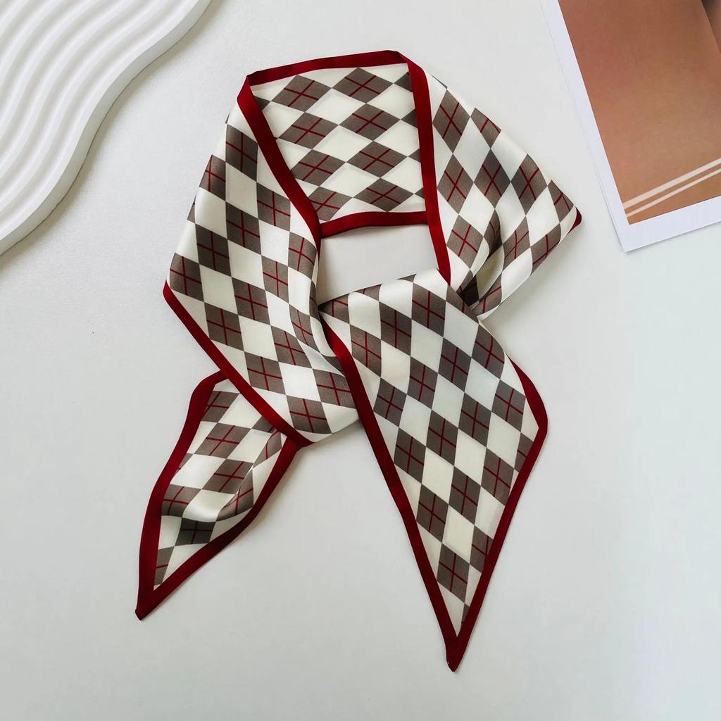 s Women Scarf lady Wraps Elegant Floral Dot Spring Summer silk scarves square Head Neck Hair Tie Band Neckerchief skinny