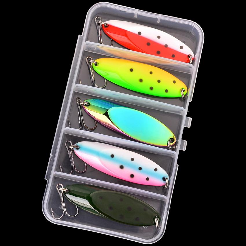 5 Pcs /box Sequined Spoon Lure for Fishing Baits, Sea Lures Tool, Wobblers Spinner,  5G, 7g, 10g, 14g, 18g, 20g,