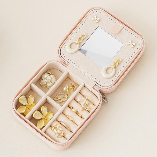 Jewelry Box Large Capacity Removable Partition Faux Leather Portable Flannel Interior Earrings Necklace Rings Organization Case Jewelry Organizer