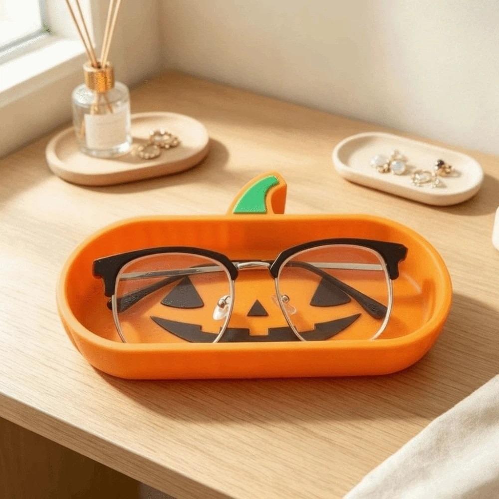 Smooth Finish Pumpkin Organizer Tray Orange Desk Trinket Holder Glasses Storage Case Home Storage