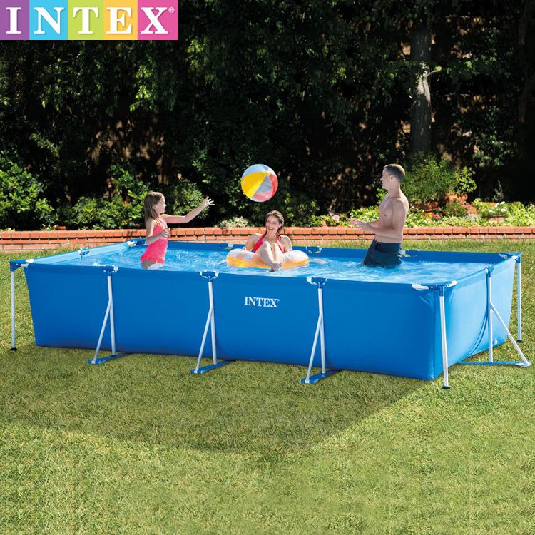 Original Intex Extra Large Rectangular Tubular Frame Children's Family Swimming Pool 28273