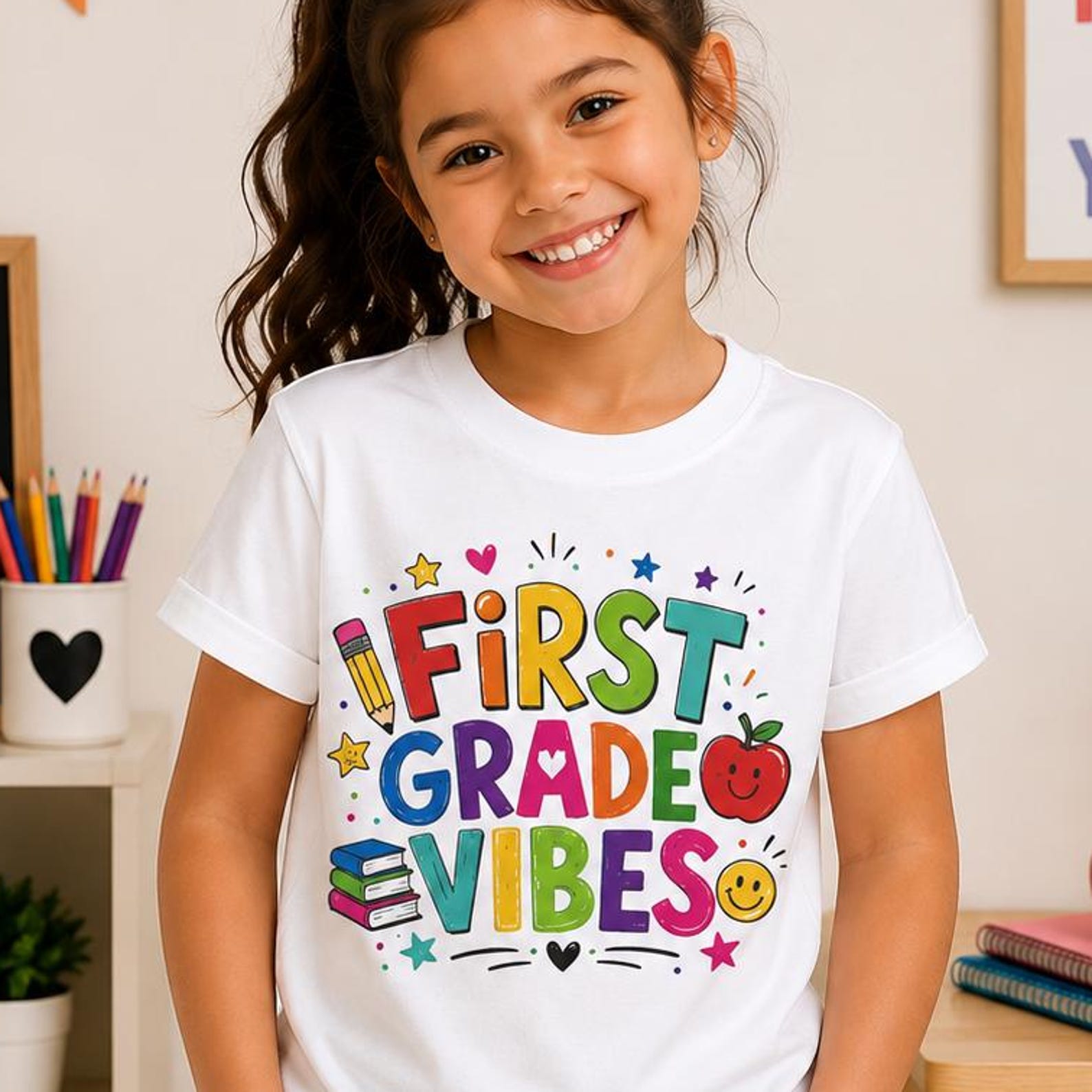 First Grade Vibes Shirt for Girls Boys | Back to School First Grade T-Shirt | 1st Grade Student Tee | First Day of School Outfit | XL