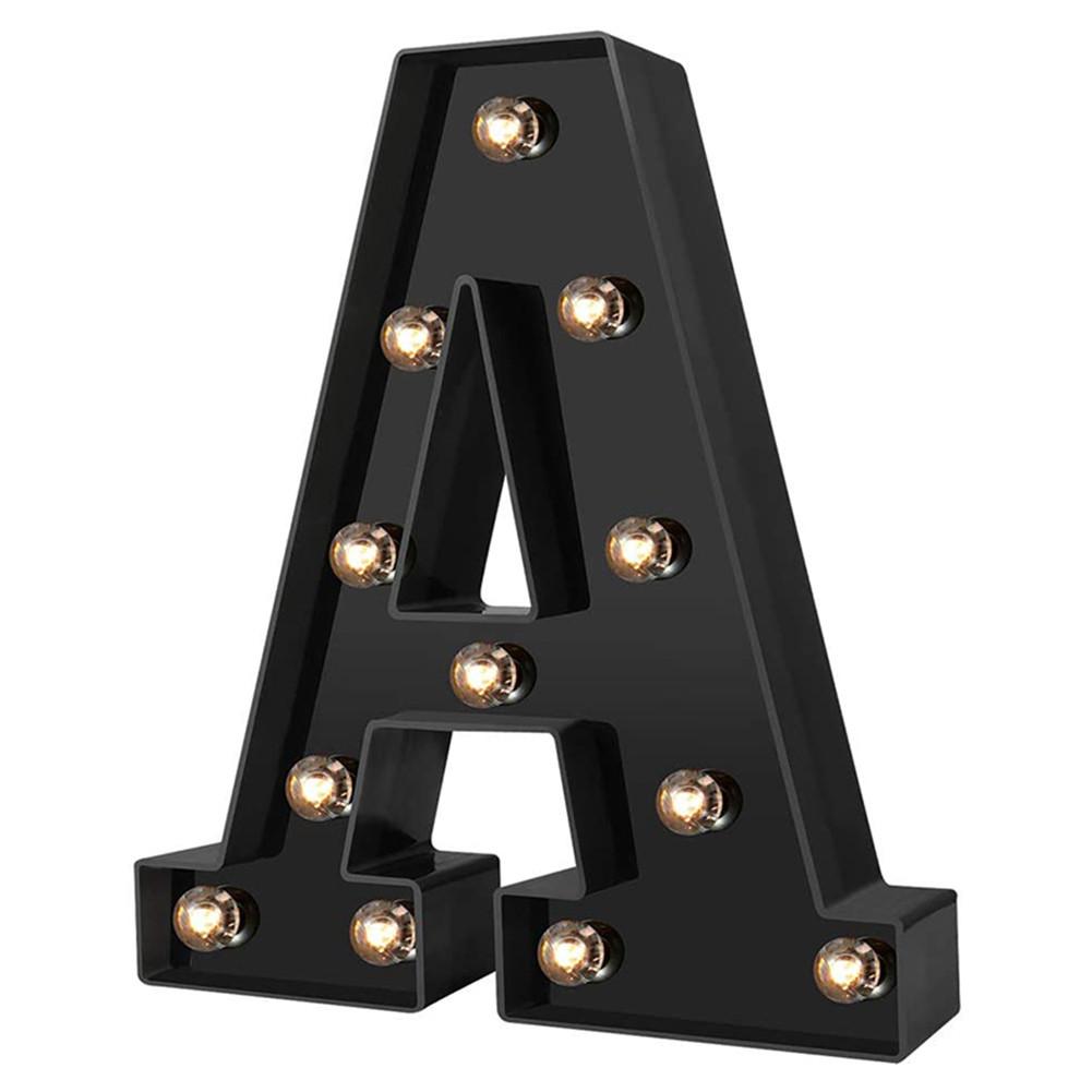 Newly Design Led Letters Lights 26 Alphabet Black Decorative Marquee Lamps for Wedding Party Birthday Home Bar Decoration