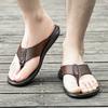 Fashion Indoor Men's Shoe Shiatsu Flip Flops Walk Around Home Slides House Beach First Layer of Cowhide Low Price Original Male Slipper