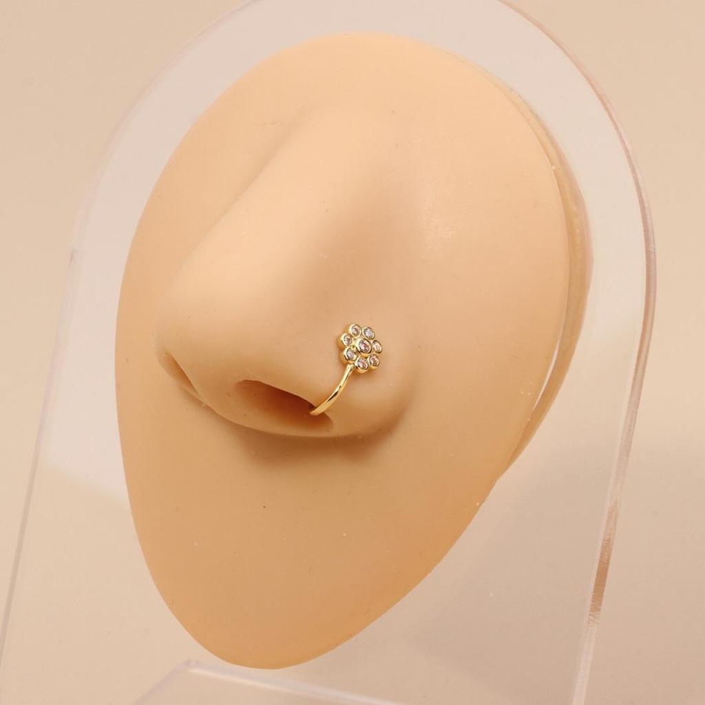 Classic Gold U-Shaped Rhinestone Non-Piercing Nose Ring: Butterfly, Moon, Crown, Heart Styles