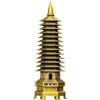 Aris & Juno 13-Tier Brass Pagoda Statue, 7 Inch Wen Chang Tower, Desk Decor for Home Office Study, Feng Shui Symbol for Education & Career Success,