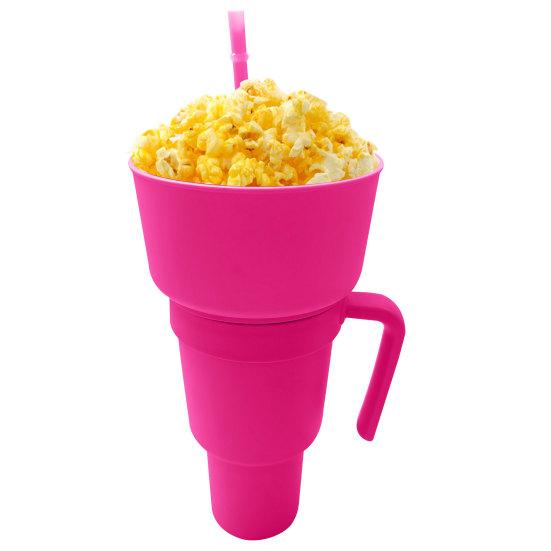 Snack Cup 2 In 1 Multifunction Color Changing Stadium Tumbler Snack And Drink Cup with Straw for Movies Home Use
