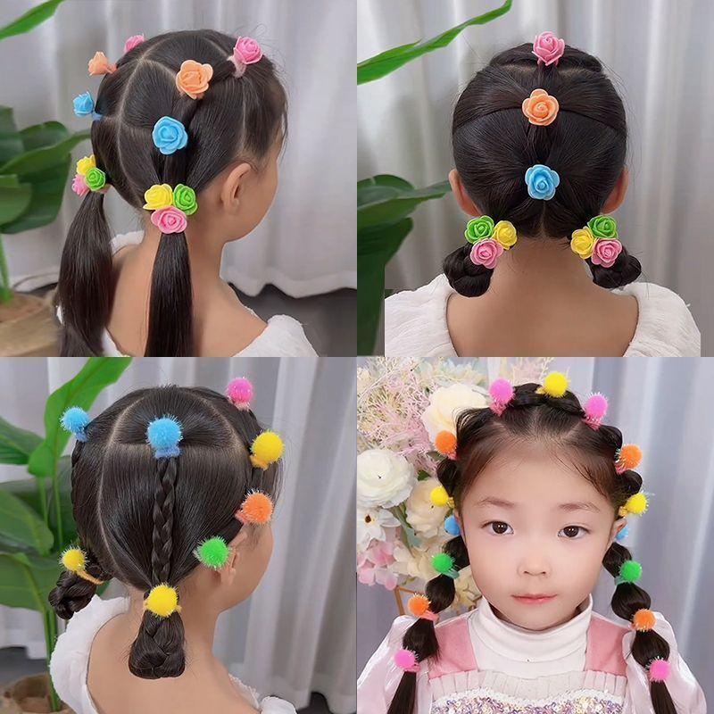10 STÜCKE Neue Hübsche Weiche Rose Mädchen Elastische Haarbänder Haaraccessoires Kinder Haargummis Baby Kopfschmuck