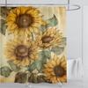 Sunflower Flower Shower Curtain Waterproof Shower Curtain Polyester Fabric 3D Printed Curtain Bathroom Decoration With Hooks