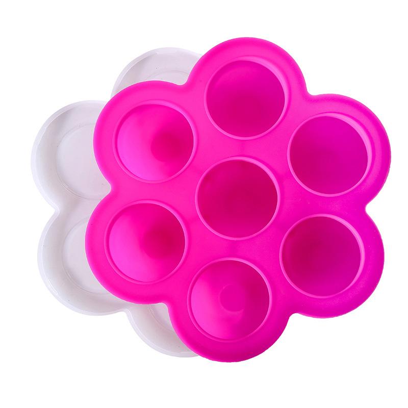 130g Silicone Supplementary Food Box 7-hole with Lid Children's Snack Fresh-keeping Box Ice Grid Air Fryer Egg Steamer