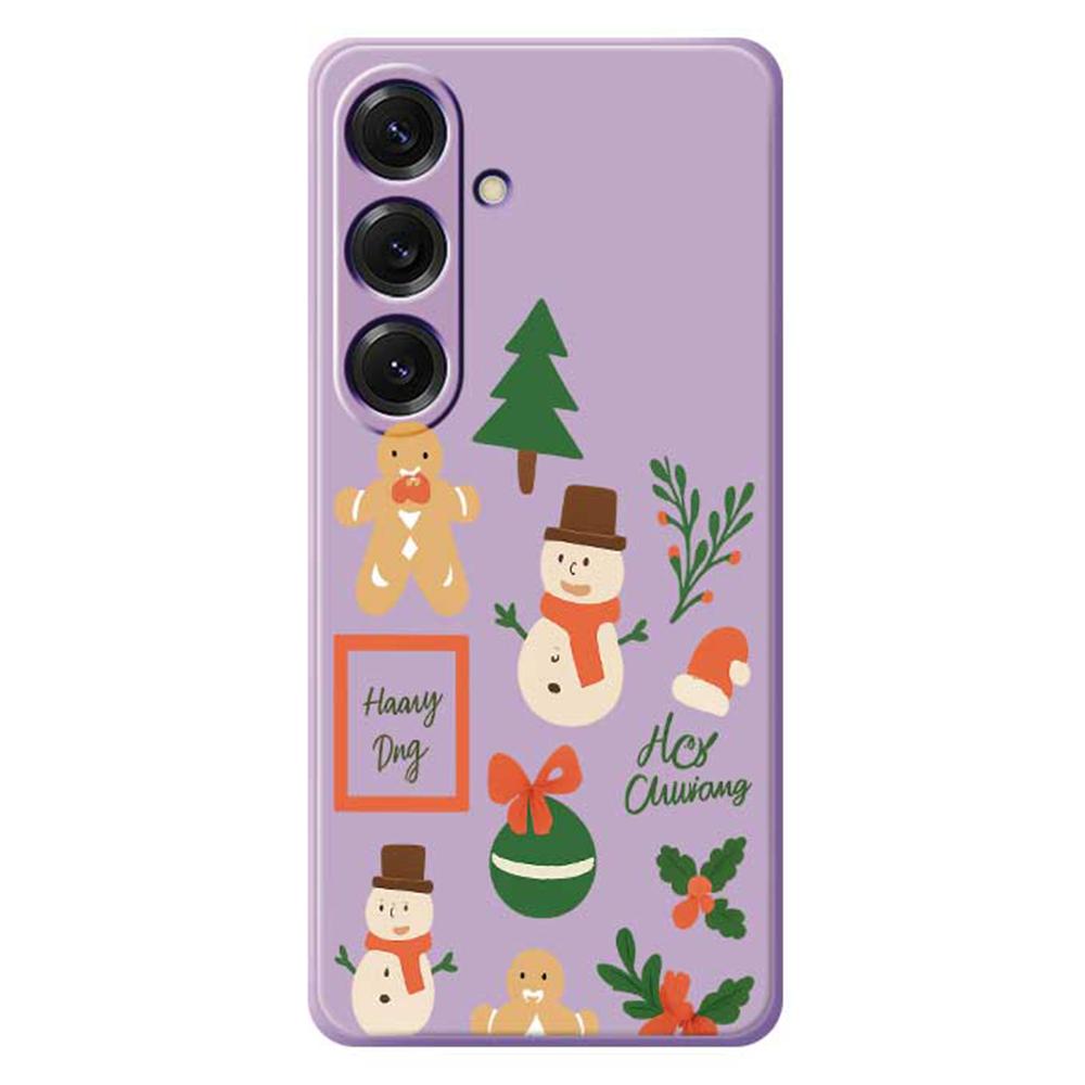 

Чехол для Samsung Galaxy S25 с принтом рождественского снеговика, ТПУ задняя крышка для телефона с прямыми краями Purple