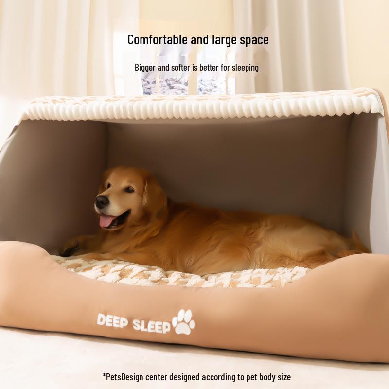 Houndstooth Dog Bed for Large Dogs & Cats - Autumn/Winter Deep Sleep Bed