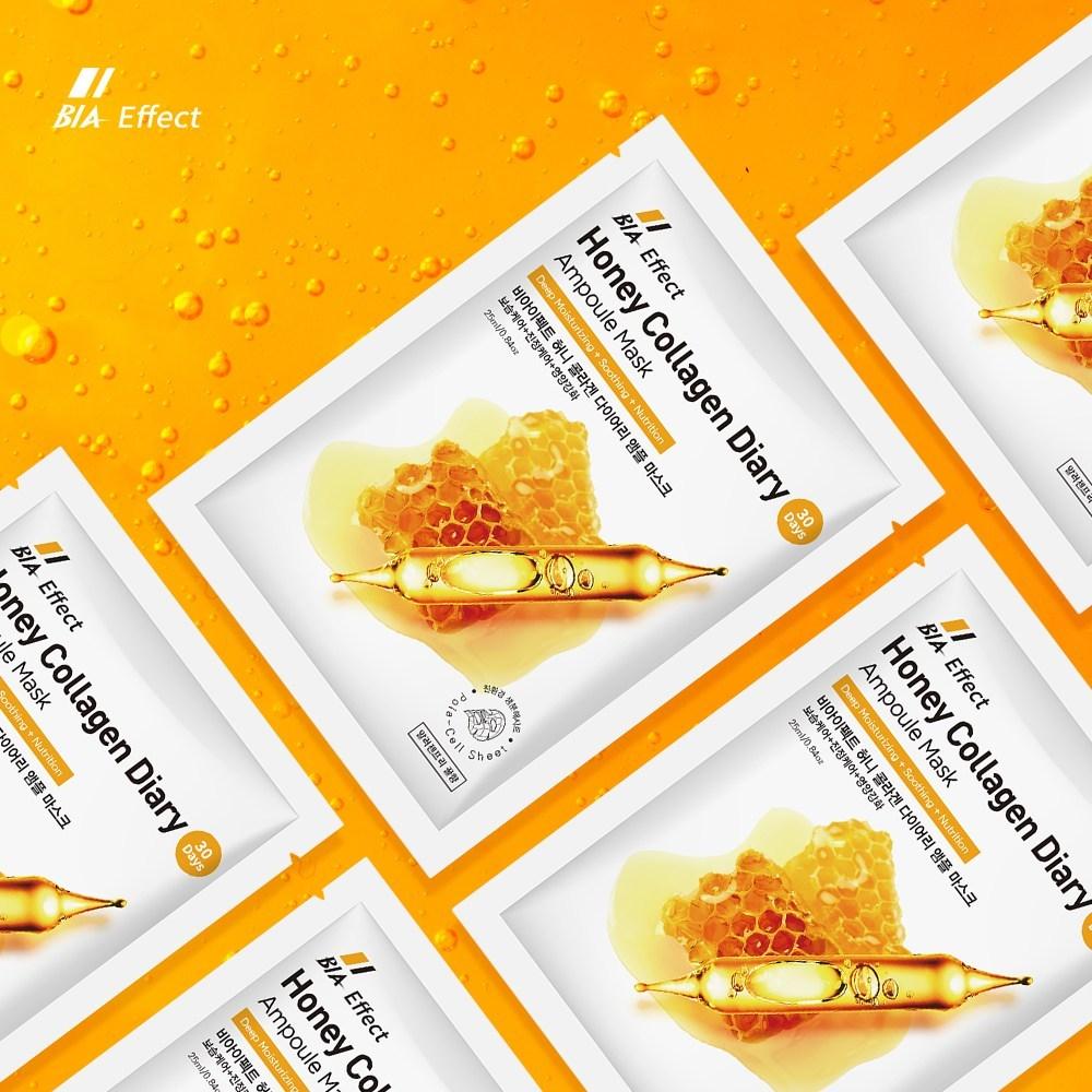 BIAEFFECT Maska Ampułkowa Miodowo-Kolagenowa Premium 25ml Piękno w Azji, 1 opakowanie, 30 szt.