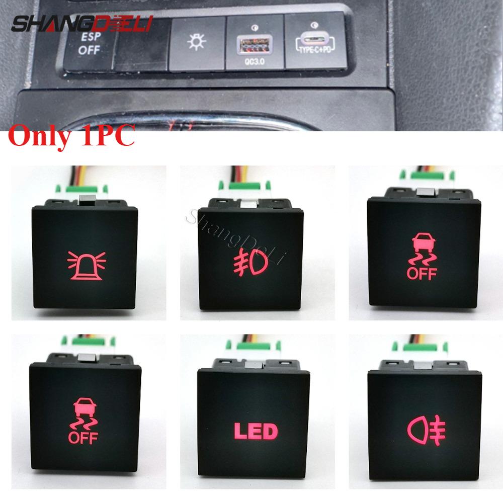 1PC DC12V Car LED DRL Camera Power ON off Fog Light Switch Button with wire For Golf 6 Jetta MK6 Scirocco Touran 2006 - 2012