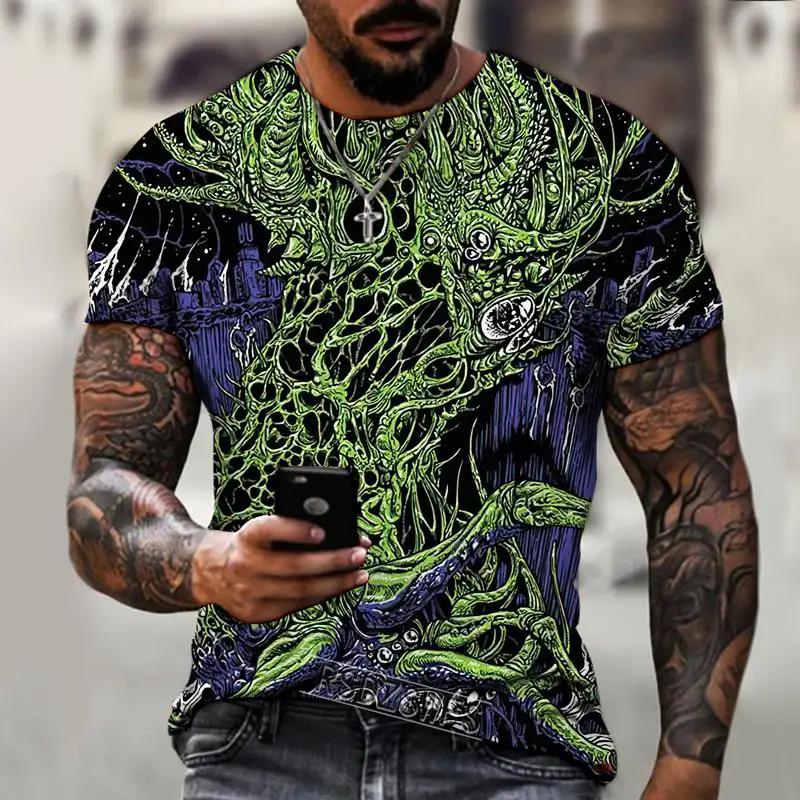 Summer new men's T-shirt 3D printed T-shirt God's Eye mysterious space short sleeved fashion trend plus size top