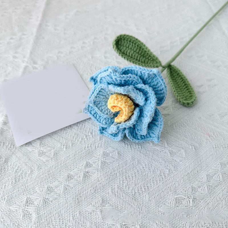 1PC Artificia Rose Bouquet Fake Flower Wedding Decor Woolly Flower Homemade Knitted Hand-Crochet