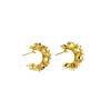 Court Style Retro Gold Flower C-Shaped Earrings Women'S Light Luxury Fashion High-End Earrings Niche Imitation Silver Needle Earrings