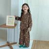 Soft 100 Percent Cotton Cute Cartoon Girls Long Sleeve Pajama Home Wear Set