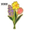 Bright Floral Lapel Pin Zinc Alloy Brooch Pin, Colorful Flower Shape Smooth Polished Edges Enamel Badge for Coats Scarves Canvas Bags Gift