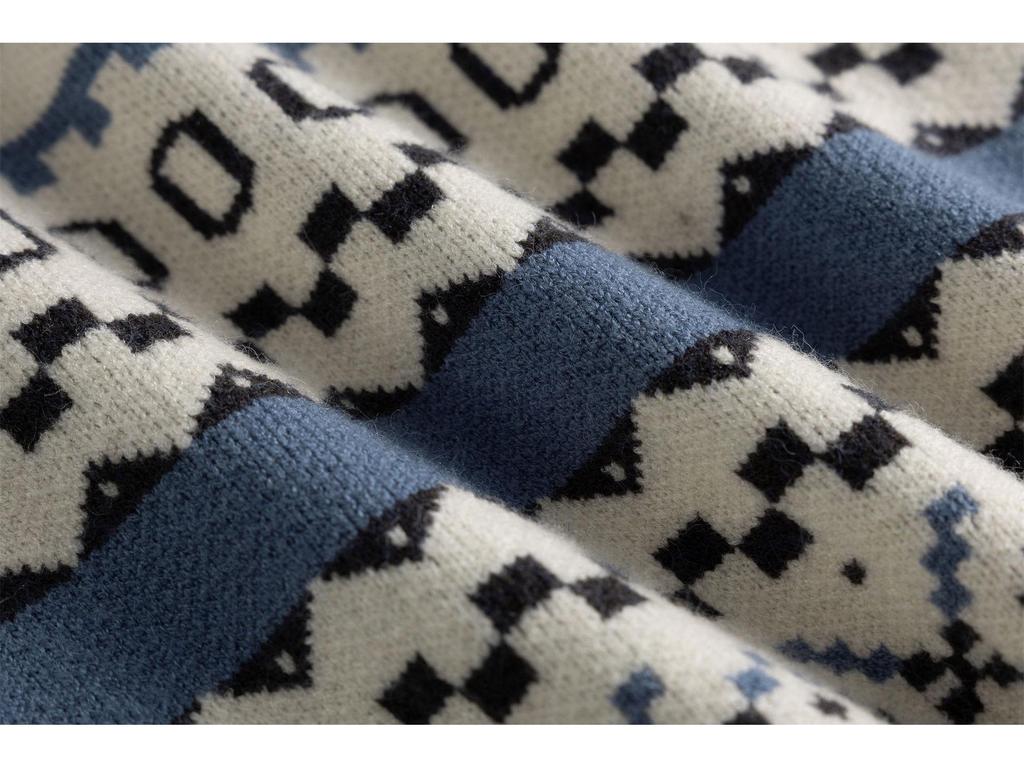 Men's Ethnic Style Jacquard Sweater – Trendy Japanese Knitwear for Autumn/Winter
