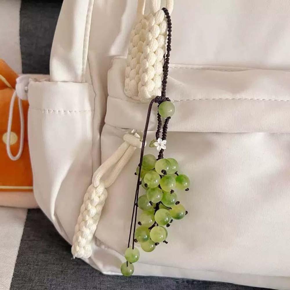 Green Grape Cluster Pendant Zinc Zinc Alloy Gradient Beads Woven Pendant Crystal Grape Phone Chain  Girls