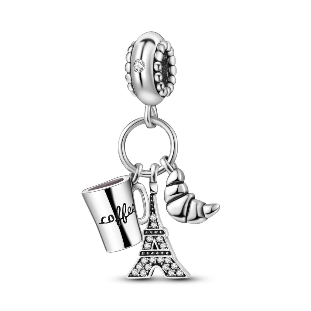 Charms Plata De Ley Copper Travel Dangle Charm Eiffel Tower Beads Fit Charms Bracelet Original Jewelry