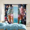 2 Pcs Versatile Polyester Transparent Curtains for Home Decoration Ice Cream for Use In Bedrooms and Living Rooms
