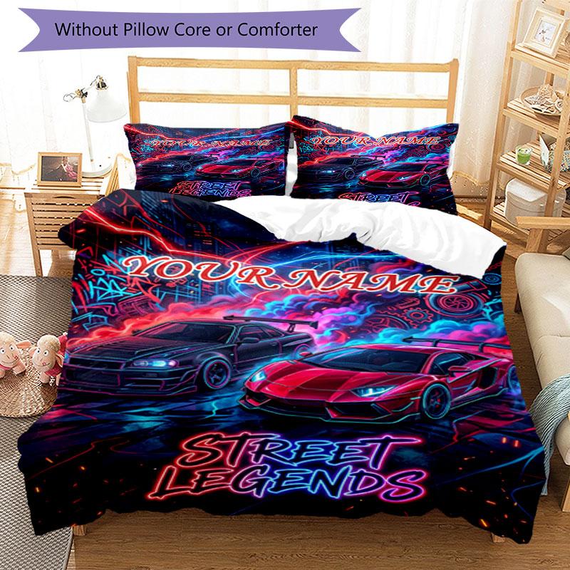 3PC Custom Name Street Legends Night Bedding Set Duvet Cover Closure Includes 1 Duvet Cover & 2 Pillowcases for Bedroom