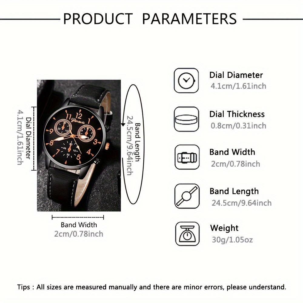 Casual Style Men's Watch Set of 4 - Quartz Movement, Round Dial, Non-Waterproof, Zinc Alloy Case, PU Leather Strap, Versatile Fashion Accessory