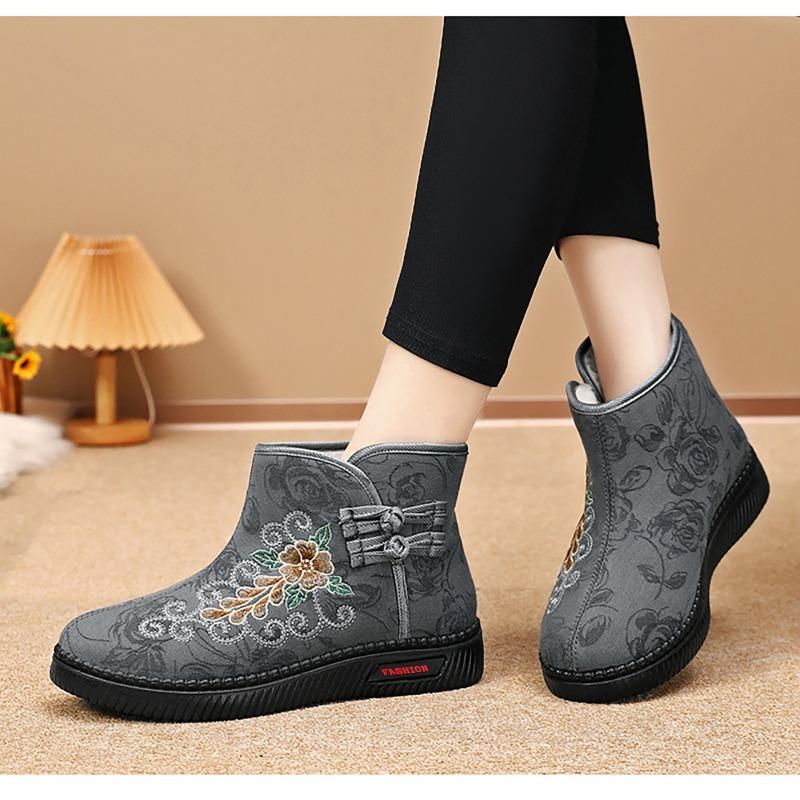 Women's Winter High-top, Ethnic Wind and Snow Boots, Embroidered Boots, Women's High-top Cold-proof Women's Boots, Thickened Warm Cotton Boots