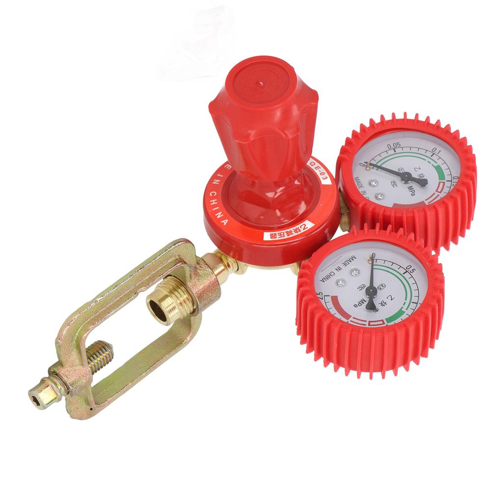 Acetylene Pressure Reducer 8mm Inlet Port Dual Display Shockproof Acetylene Gauge Meter