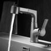 Gun Gray Bathroom Basin Faucet Deck Mounted Pull Out Sink Mixer Tap 360 Rotation Mixer Kitchen Sink Faucet